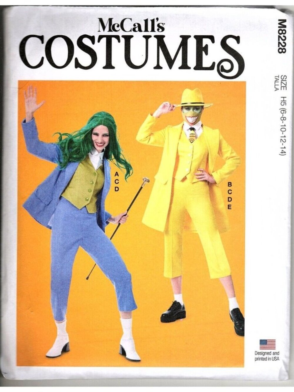 McCalls M8228 Misses 6-14 Costume The Joker The Mask Suit Uncut Sewing Pattern